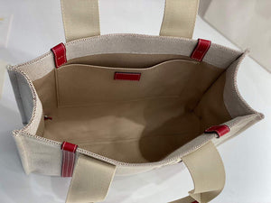 Chloe 383E66616 Medium Woody Tote Bag in Cotton Canvas Red - Default Title - View 7