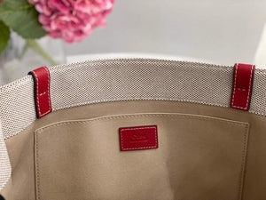 Chloe 383E66616 Medium Woody Tote Bag in Cotton Canvas Red - Default Title - View 8