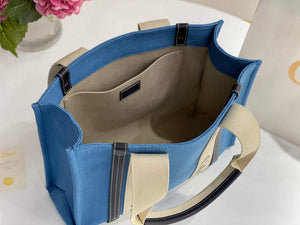 Chloe 6690 Medium Woody Tote Bag in Cotton Canvas Blue - Default Title - View 7