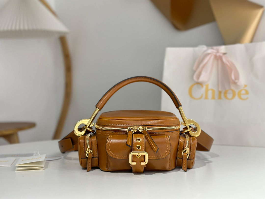 Chlo¨¦ CHC24AS534N8326M Small Camera Bag In Shiny Leather Clay Brown