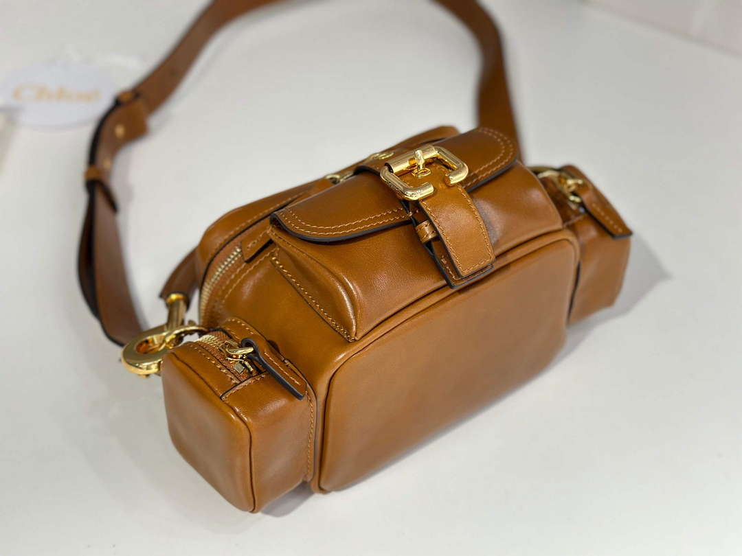Chlo¨¦ CHC24AS534N8326M Small Camera Bag In Shiny Leather Clay Brown