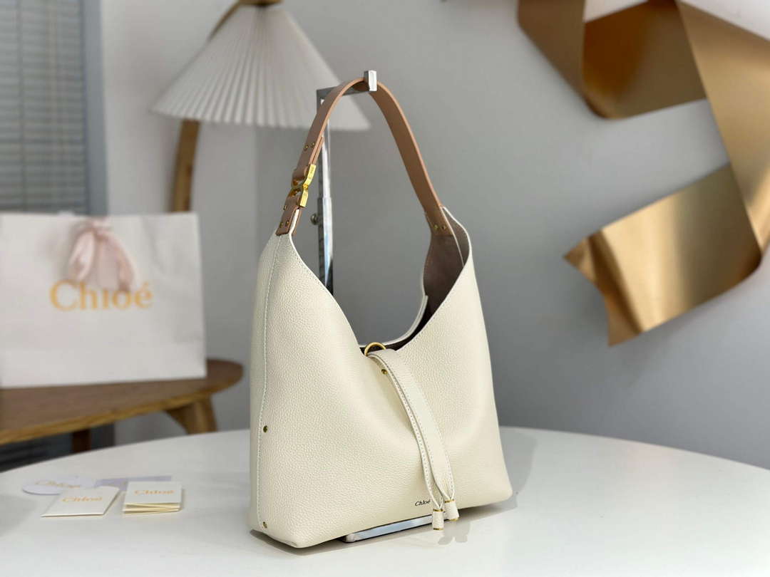 Chlo¨¦ CHC24AS629I31110 Small Marcie Hobo Bag in grained leather Misty Ivory