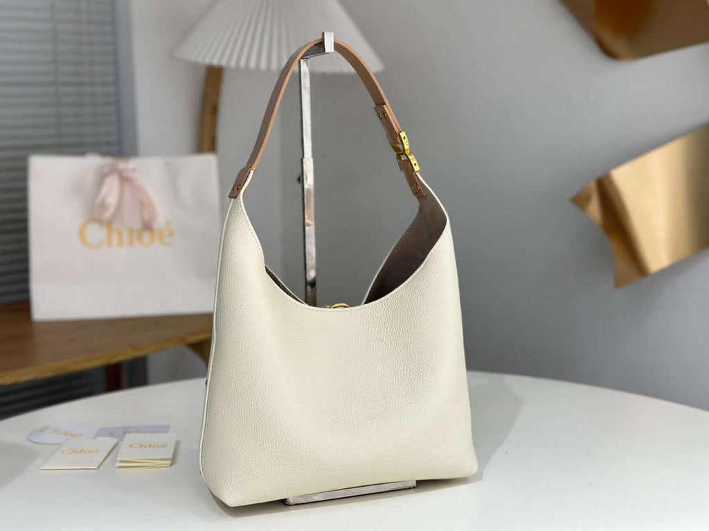 Chlo¨¦ CHC24AS629I31110 Small Marcie Hobo Bag in grained leather Misty Ivory