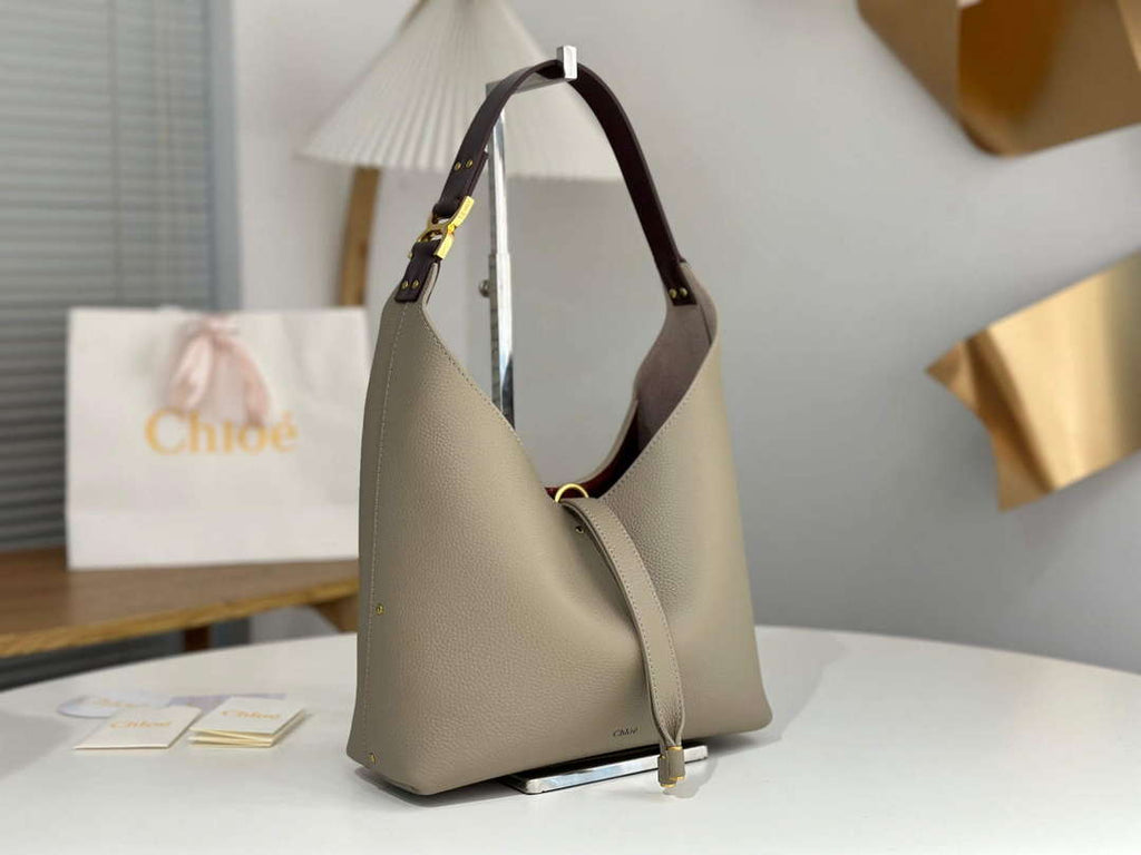 Chlo¨¦ CHC24AS629I316J5 Small Marcie Hobo Bag in grained leather Motty Grey