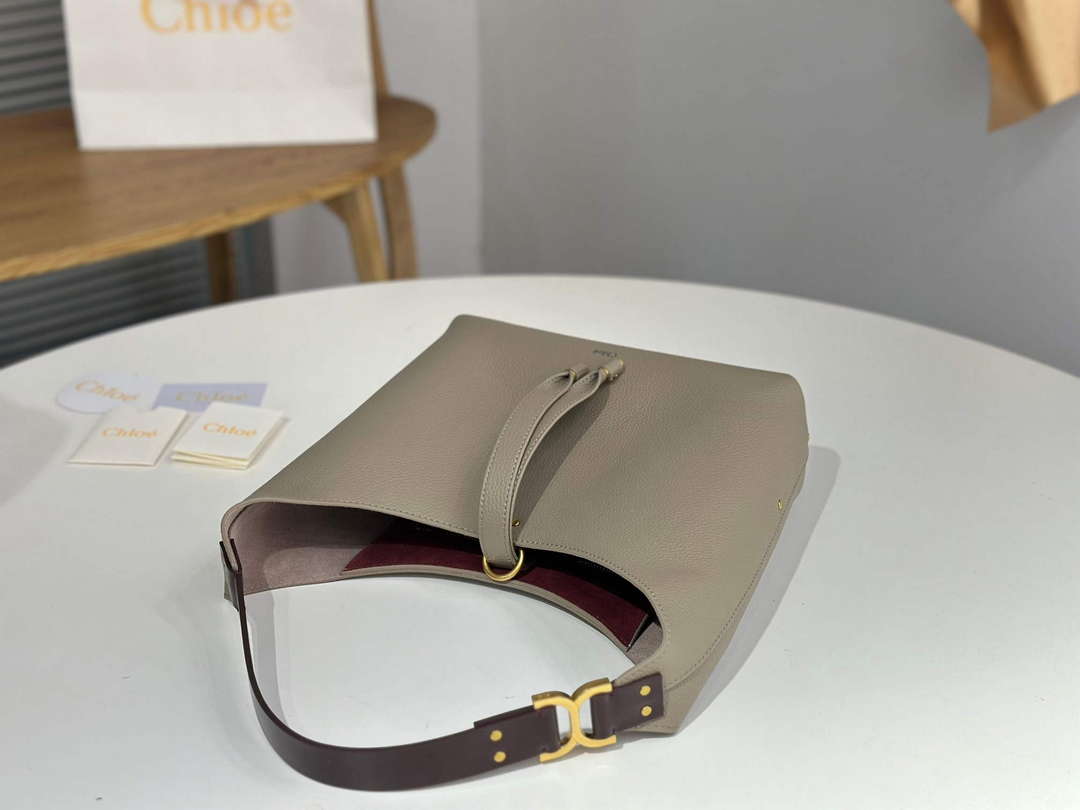 Chlo¨¦ CHC24AS629I316J5 Small Marcie Hobo Bag in grained leather Motty Grey