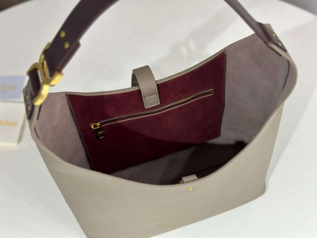 Chlo¨¦ CHC24AS629I316J5 Small Marcie Hobo Bag in grained leather Motty Grey