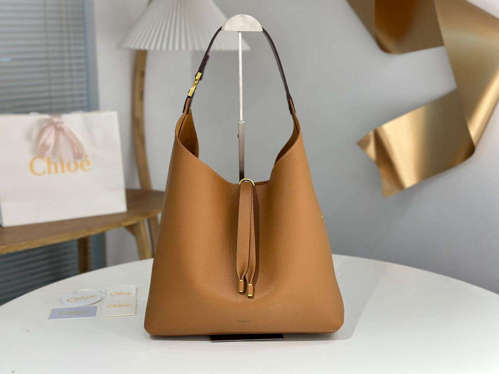 Chlo¨¦ CHC24AS630N5726M Marcie Hobo Bag in grained leather Clay Brown