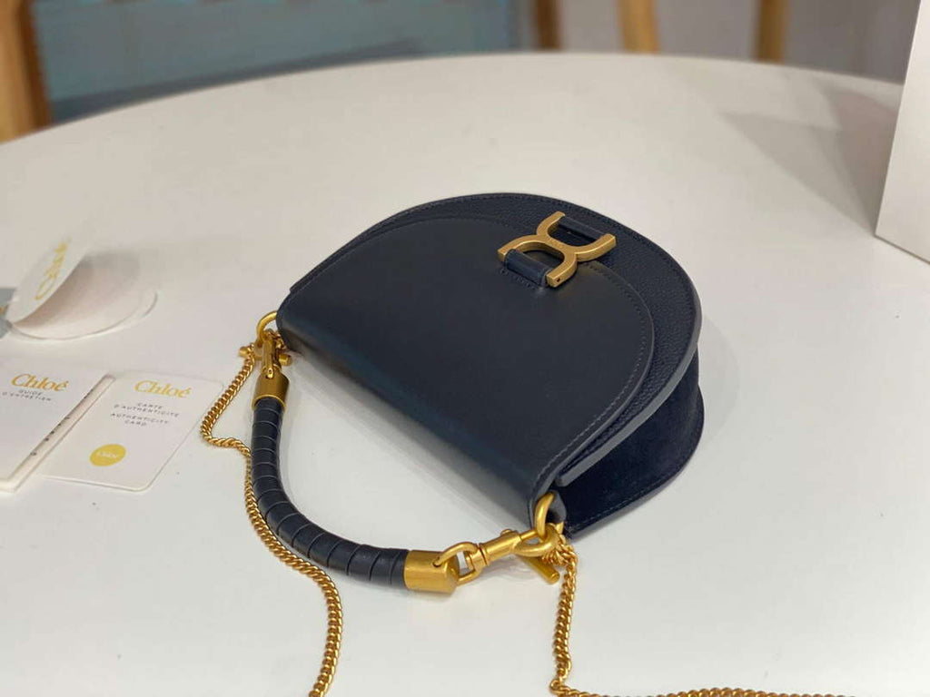 Chlo¨¦ CHC24SS604M52001 Marcie Chain Flap Bag in Leather Black