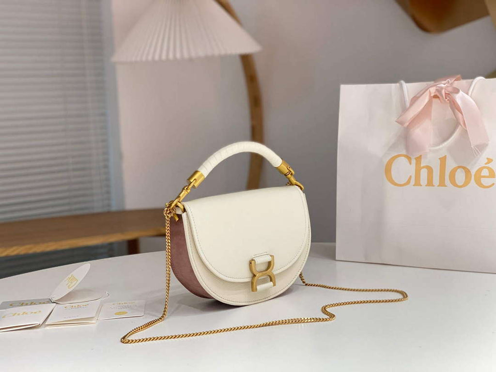 Chlo¨¦ CHC24SS604M52001 Marcie Chain Flap Bag in Leather Sweet Beige