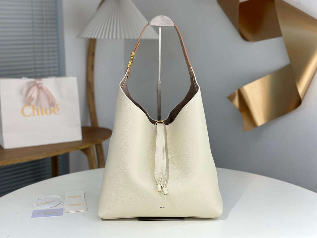 Chlo¨¦ CHC24SS630I3123W Marcie Hobo Bag in grained leather Misty Ivory