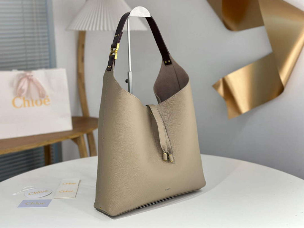 Chlo¨¦ CHC24SS630I3123W Marcie Hobo Bag in grained leather Motty Grey