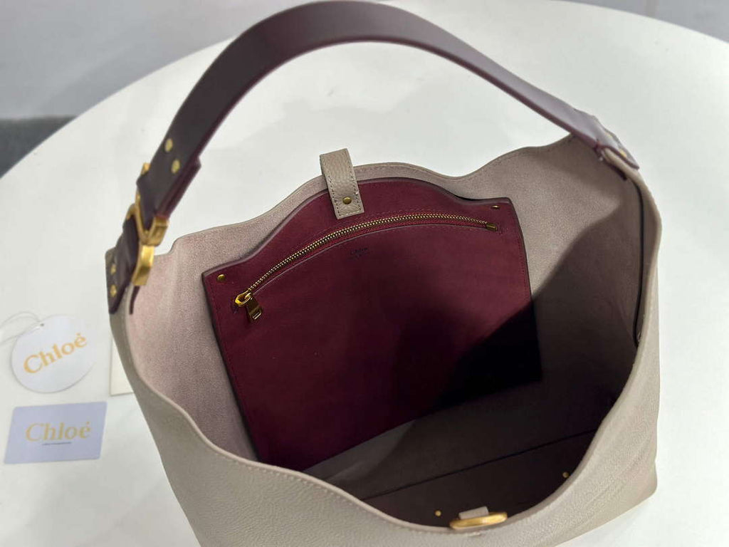 Chlo¨¦ CHC24SS630I3123W Marcie Hobo Bag in grained leather Motty Grey