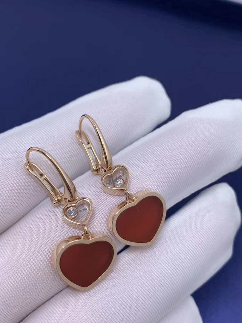 Chopard 2563CH083469 Rose Gold Earrings With Mother Of Pearl And Diamonds Heart C80019
