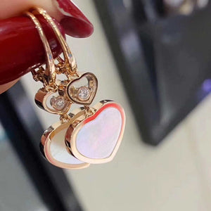Chopard 2563CH083469 Rose Gold Earrings With Mother Of Pearl And Diamonds Heart C80019 - White - View 13