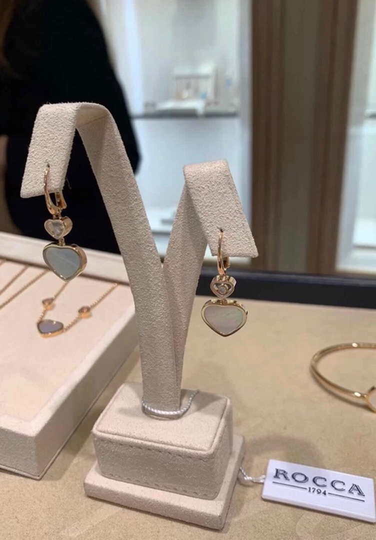 Chopard 2563CH083469 Rose Gold Earrings With Mother Of Pearl And Diamonds Heart C80019