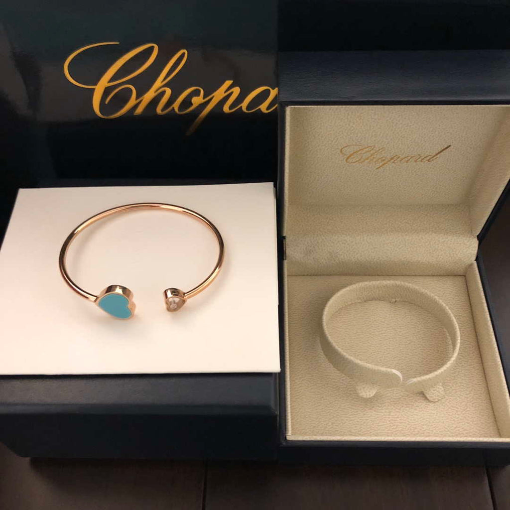Chopard HAPPY HEARTS Barcelet 857482-5600 Rose Gold Blue Stone