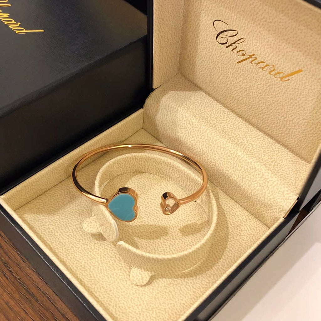 Chopard HAPPY HEARTS Barcelet 857482-5600 Rose Gold Blue Stone
