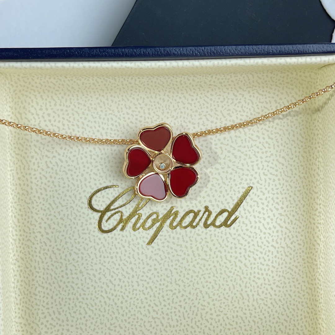 Chopard Happy Hearts Flowers 79A085-5301 Pendant ethical rose gold diamond Red