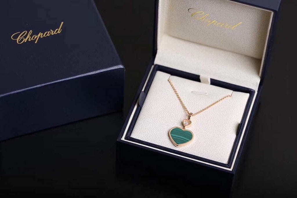 Chopard Happy Hearts Necklaces & Pendants 797482-530 Rose Gold With Diamonds Black Stone
