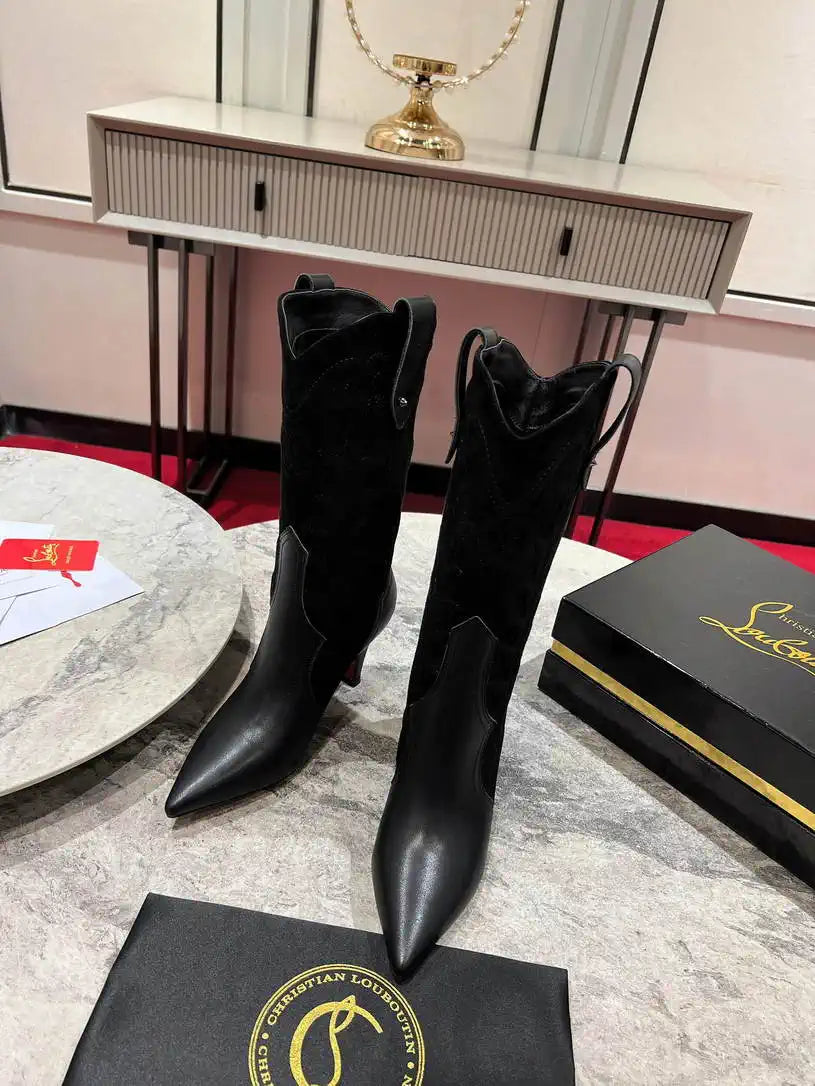 Christian Louboutin Short High boots with 3D embroidery on the upper CL 85MM 798001