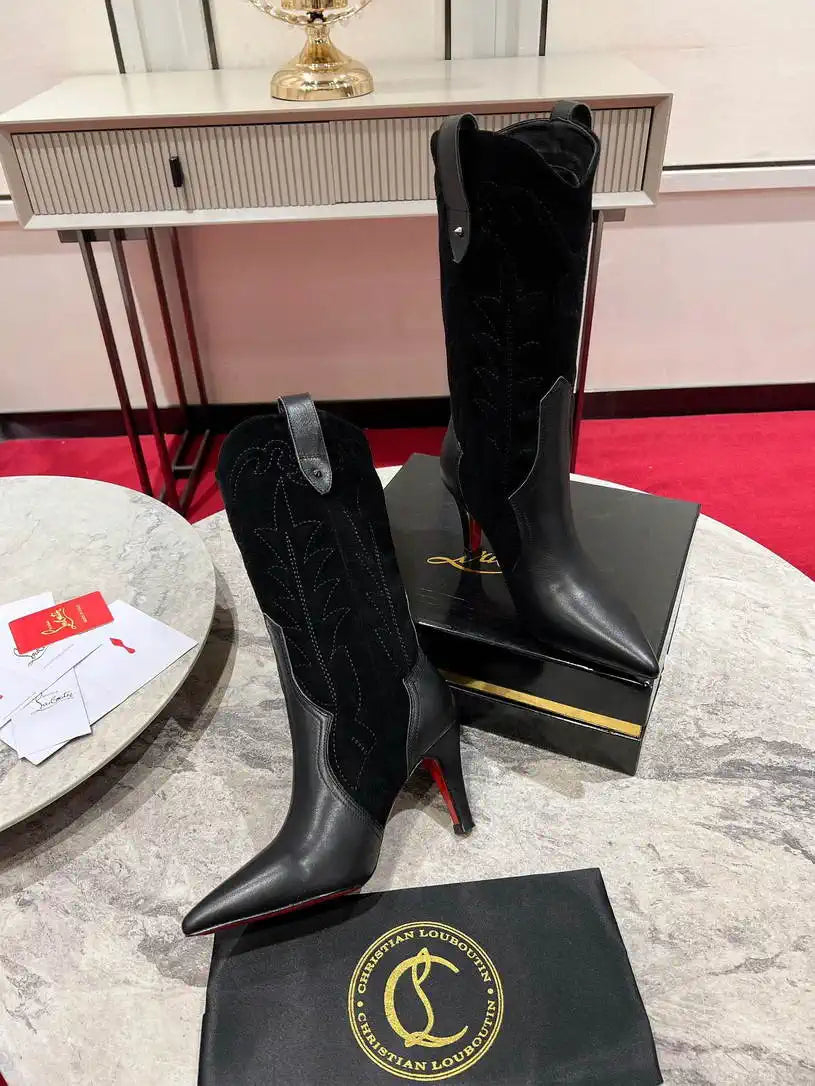 Christian Louboutin Short High boots with 3D embroidery on the upper CL 85MM 798001