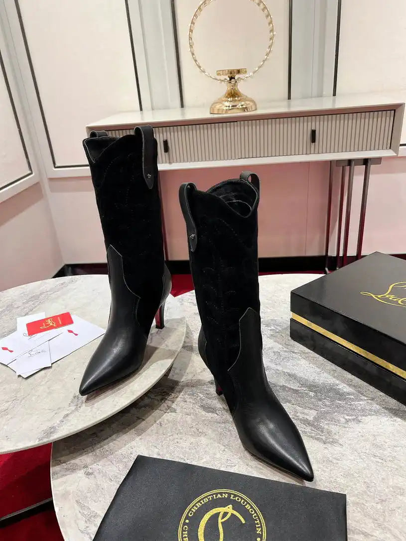 Christian Louboutin Short High boots with 3D embroidery on the upper CL 85MM 798001