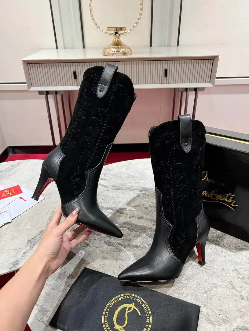 Christian Louboutin Short High boots with 3D embroidery on the upper CL 85MM 798001
