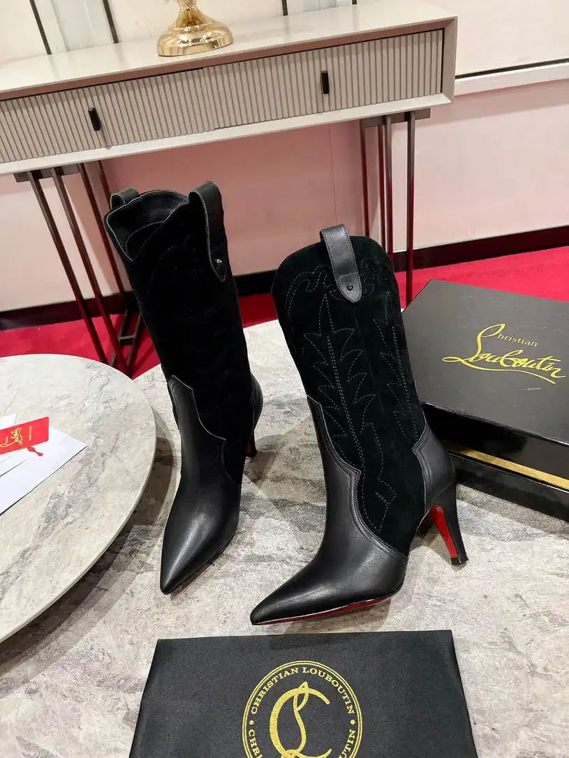 Christian Louboutin Short High boots with 3D embroidery on the upper CL 85MM 798001