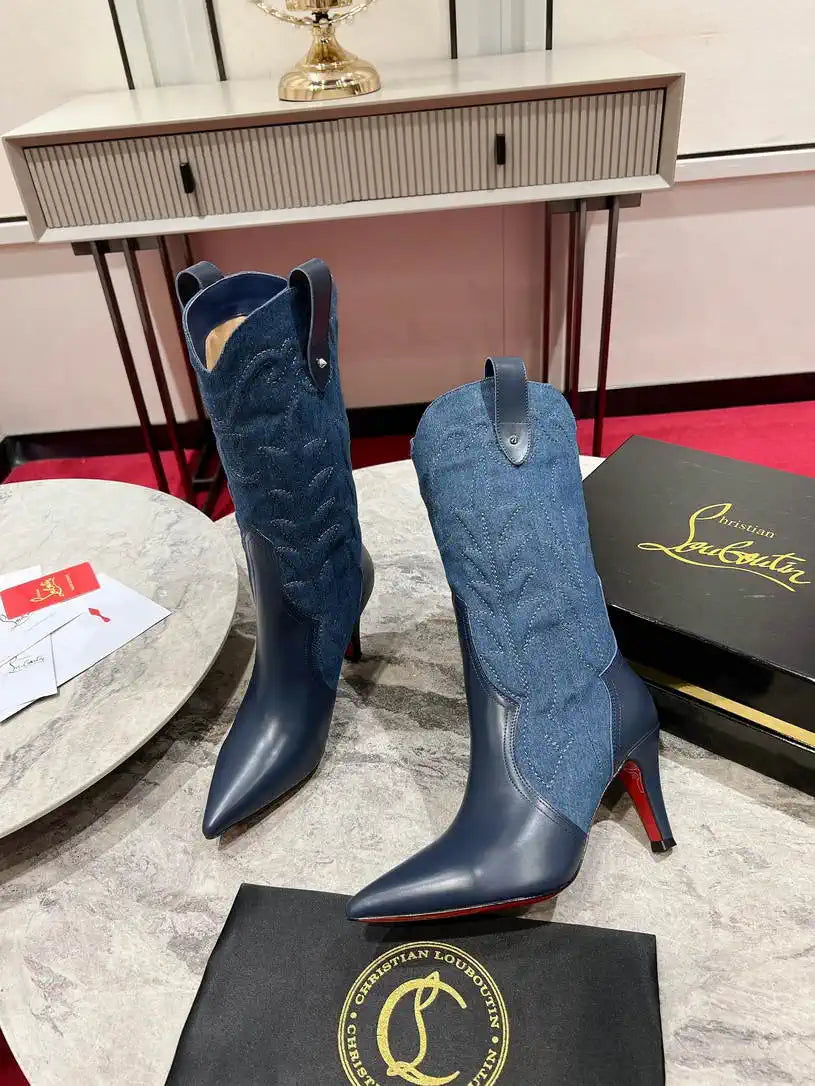 Christian Louboutin Short High boots with 3D embroidery on the upper CL 85MM 798001