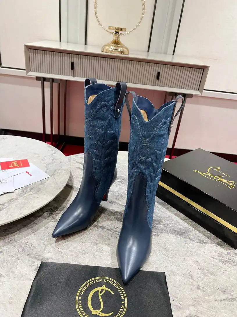 Christian Louboutin Short High boots with 3D embroidery on the upper CL 85MM 798001