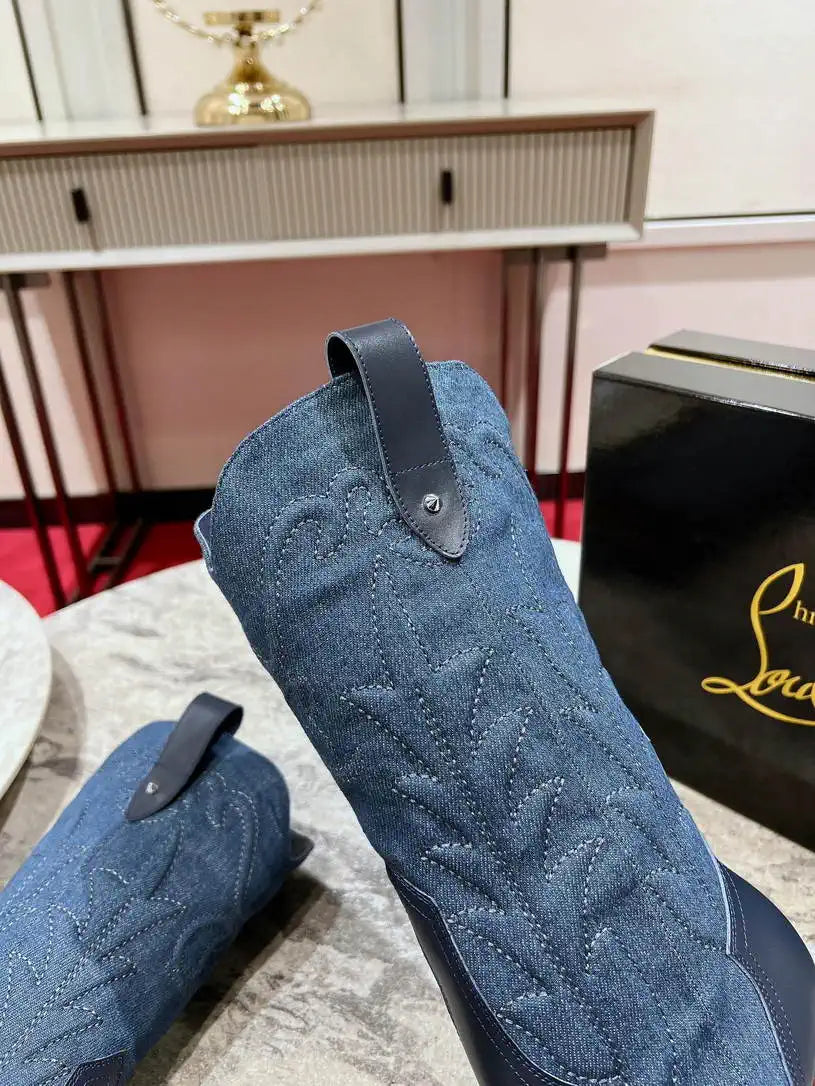 Christian Louboutin Short High boots with 3D embroidery on the upper CL 85MM 798001