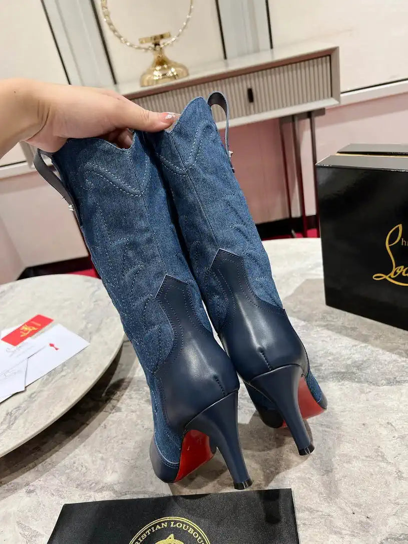 Christian Louboutin Short High boots with 3D embroidery on the upper CL 85MM 798001