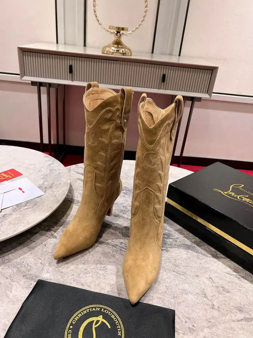 Christian Louboutin Short High boots with 3D embroidery on the upper CL 85MM 798001