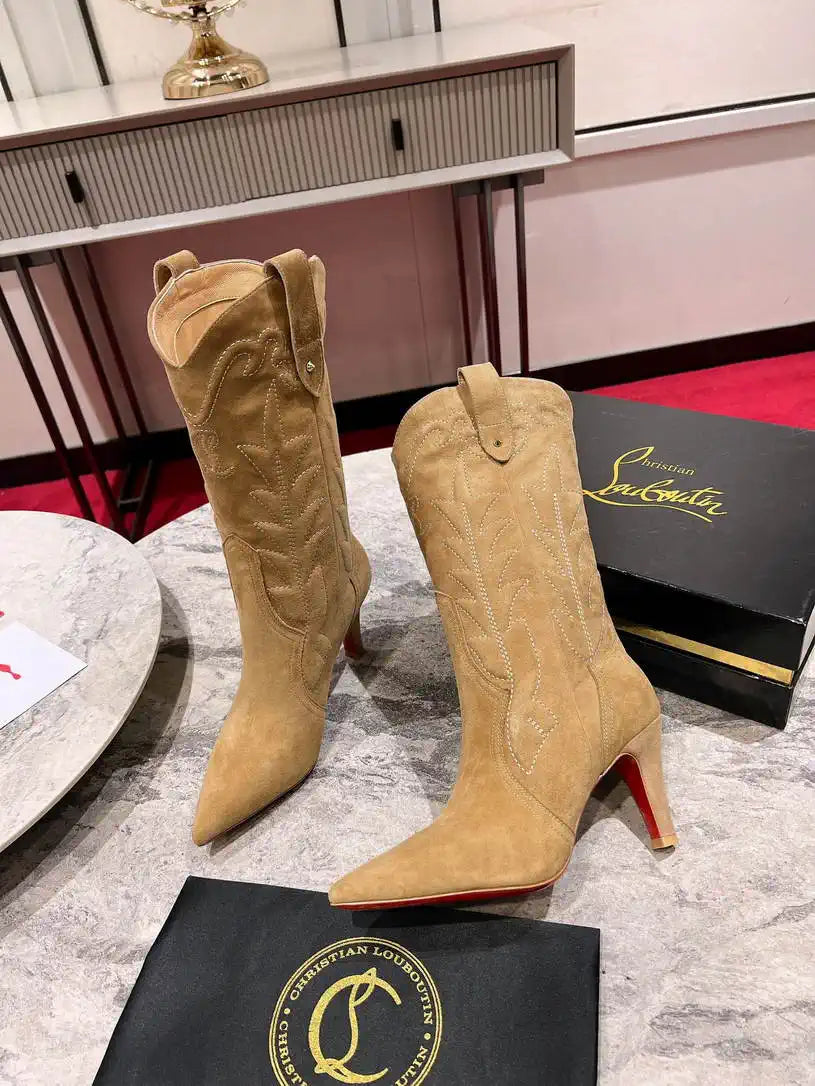 Christian Louboutin Short High boots with 3D embroidery on the upper CL 85MM 798001