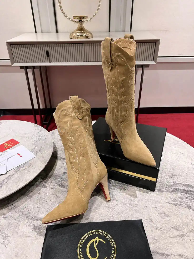 Christian Louboutin Short High boots with 3D embroidery on the upper CL 85MM 798001