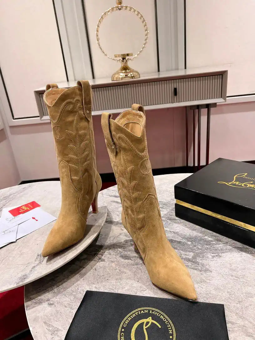 Christian Louboutin Short High boots with 3D embroidery on the upper CL 85MM 798001