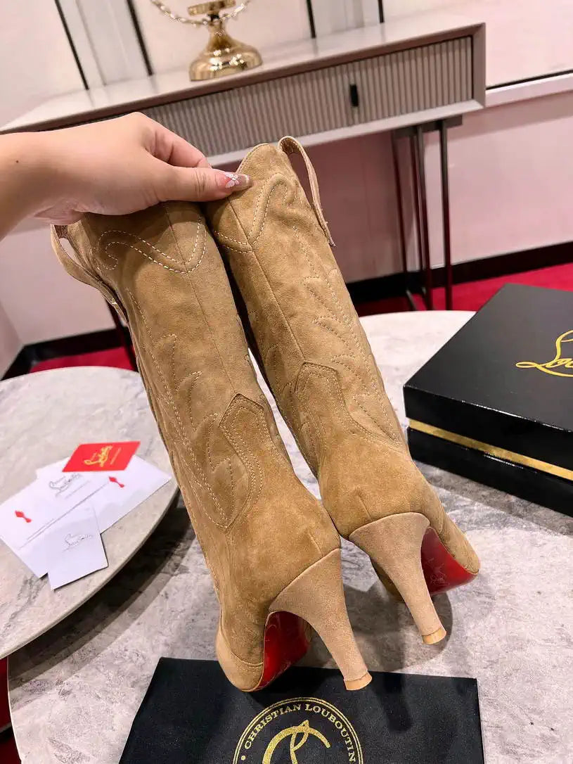 Christian Louboutin Short High boots with 3D embroidery on the upper CL 85MM 798001