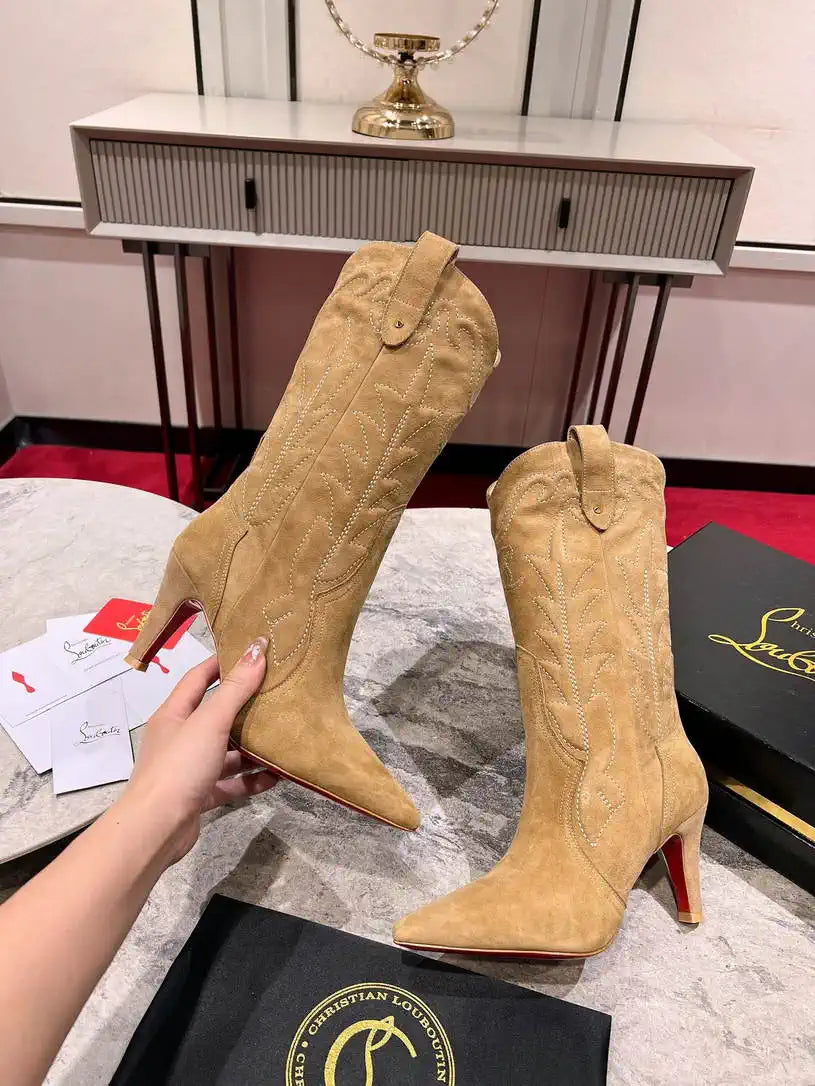 Christian Louboutin Short High boots with 3D embroidery on the upper CL 85MM 798001