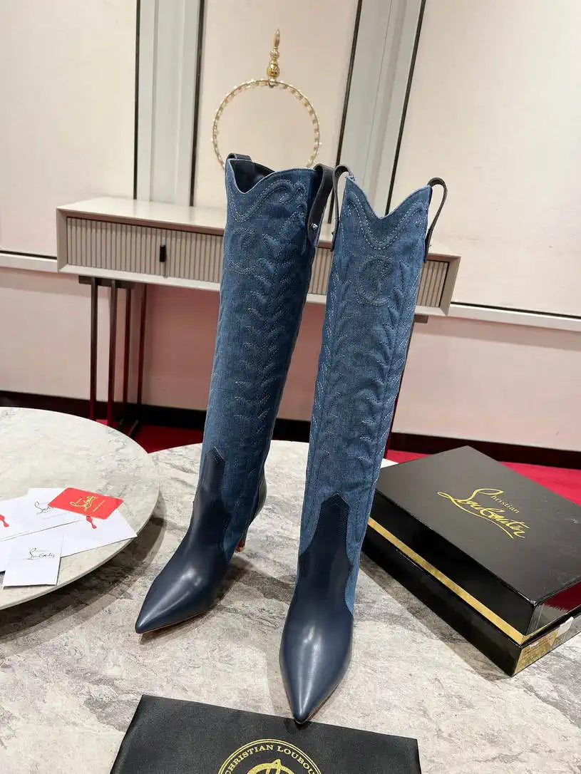Christian Louboutin Long High boots with 3D embroidery on the upper CL 85MM 798002