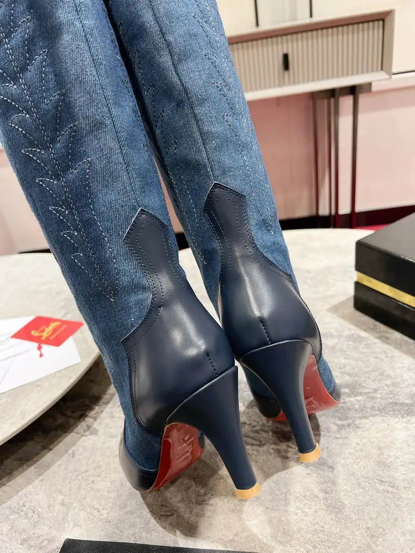 Christian Louboutin Long High boots with 3D embroidery on the upper CL 85MM 798002