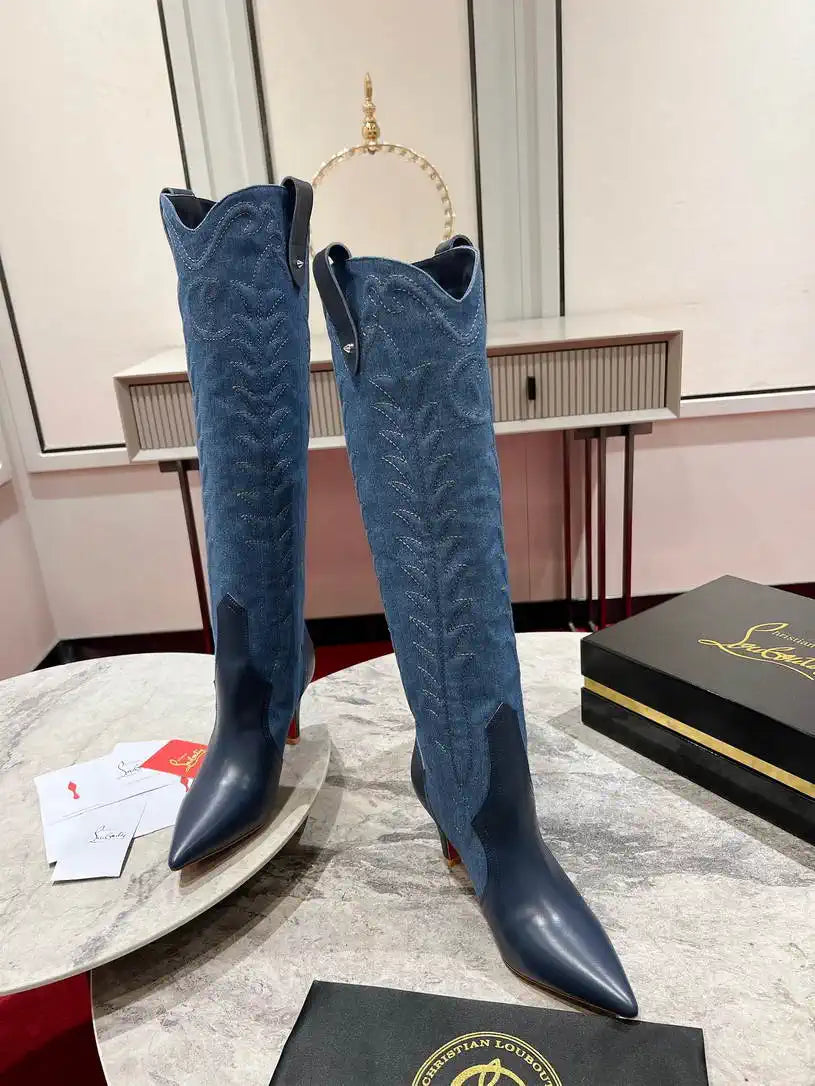 Christian Louboutin Long High boots with 3D embroidery on the upper CL 85MM 798002