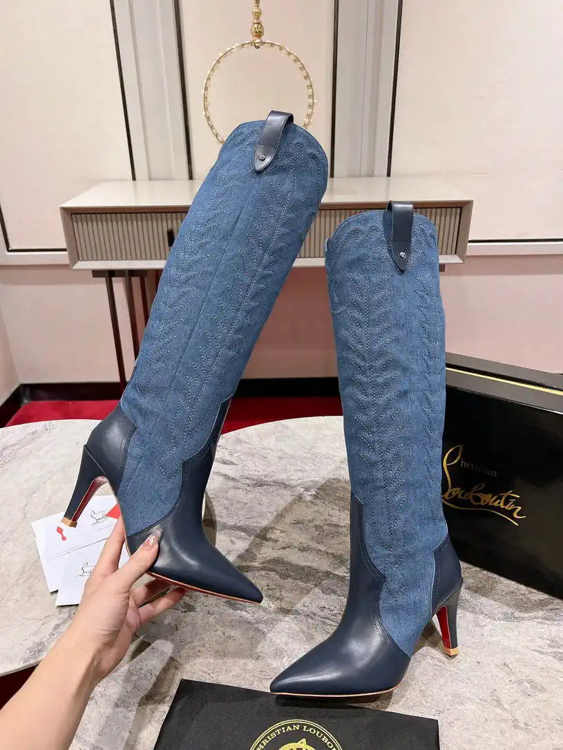 Christian Louboutin Long High boots with 3D embroidery on the upper CL 85MM 798002