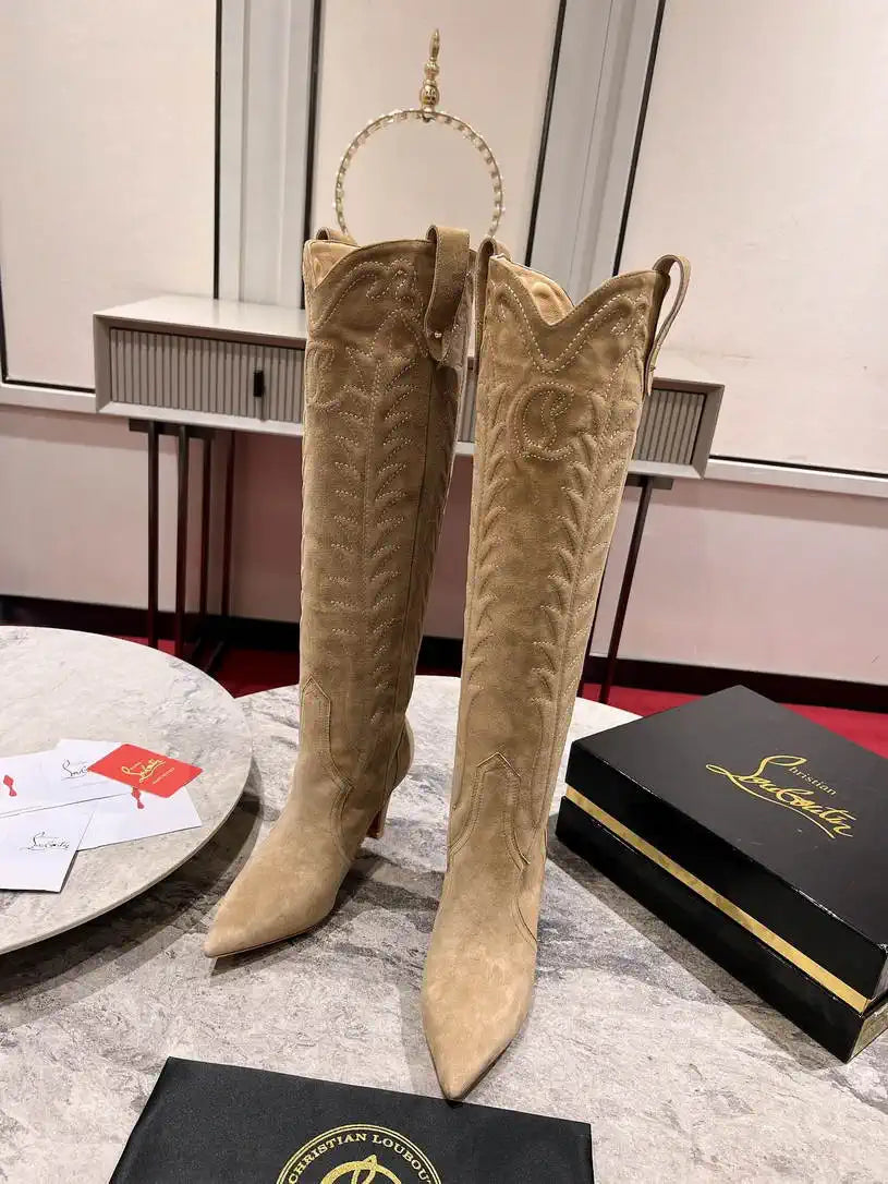 Christian Louboutin Long High boots with 3D embroidery on the upper CL 85MM 798002