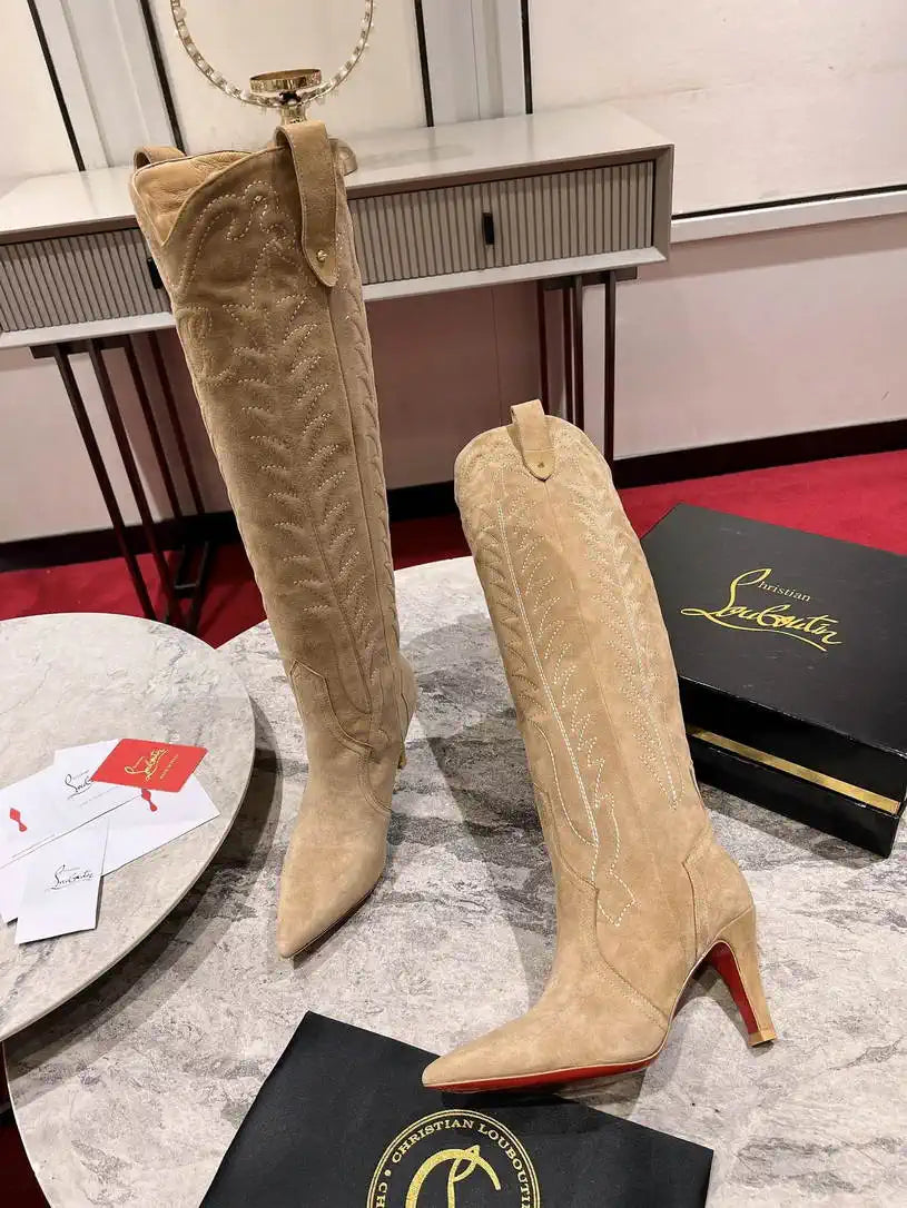 Christian Louboutin Long High boots with 3D embroidery on the upper CL 85MM 798002