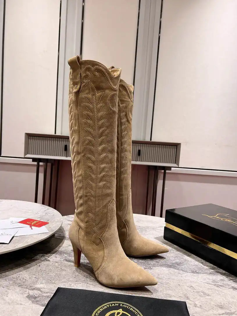 Christian Louboutin Long High boots with 3D embroidery on the upper CL 85MM 798002