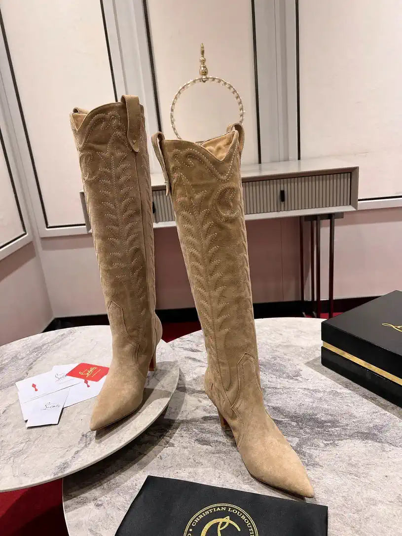 Christian Louboutin Long High boots with 3D embroidery on the upper CL 85MM 798002