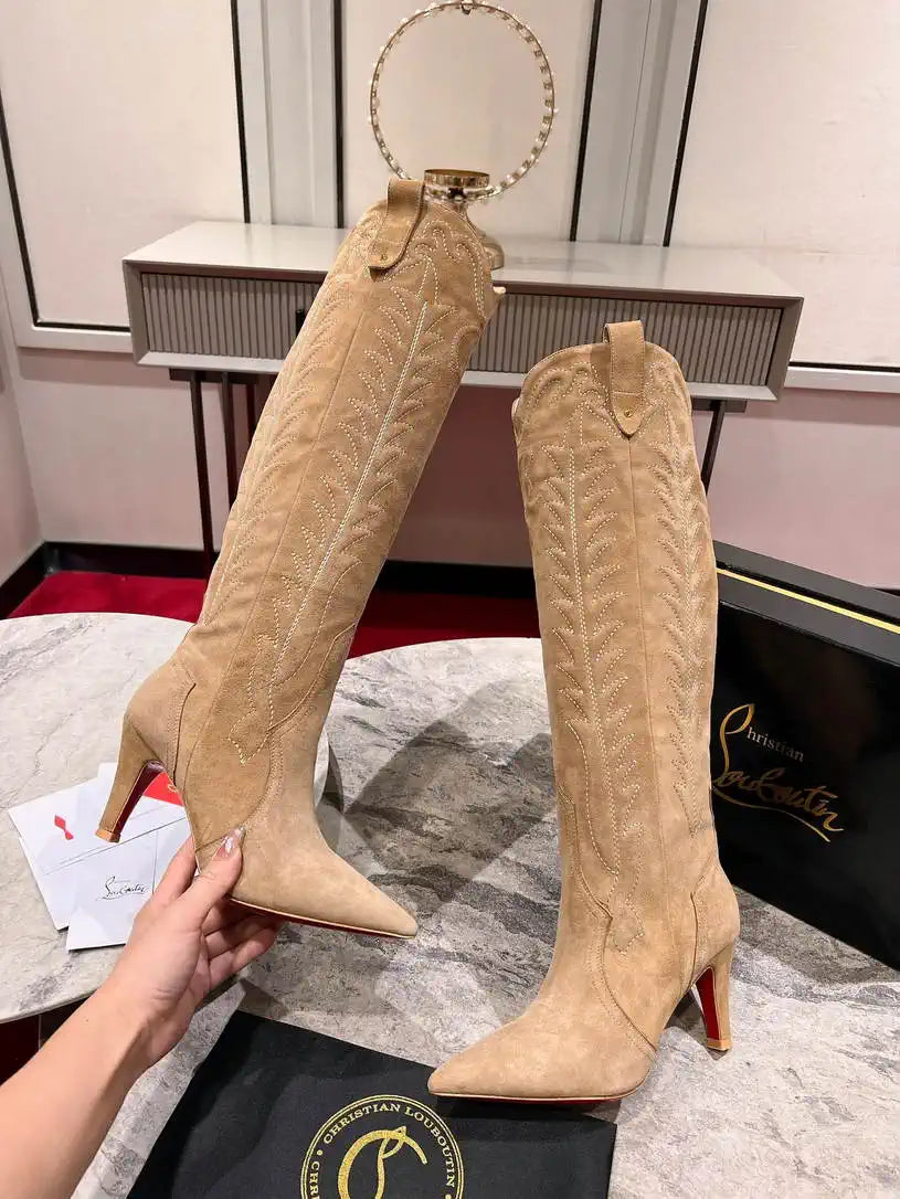 Christian Louboutin Long High boots with 3D embroidery on the upper CL 85MM 798002