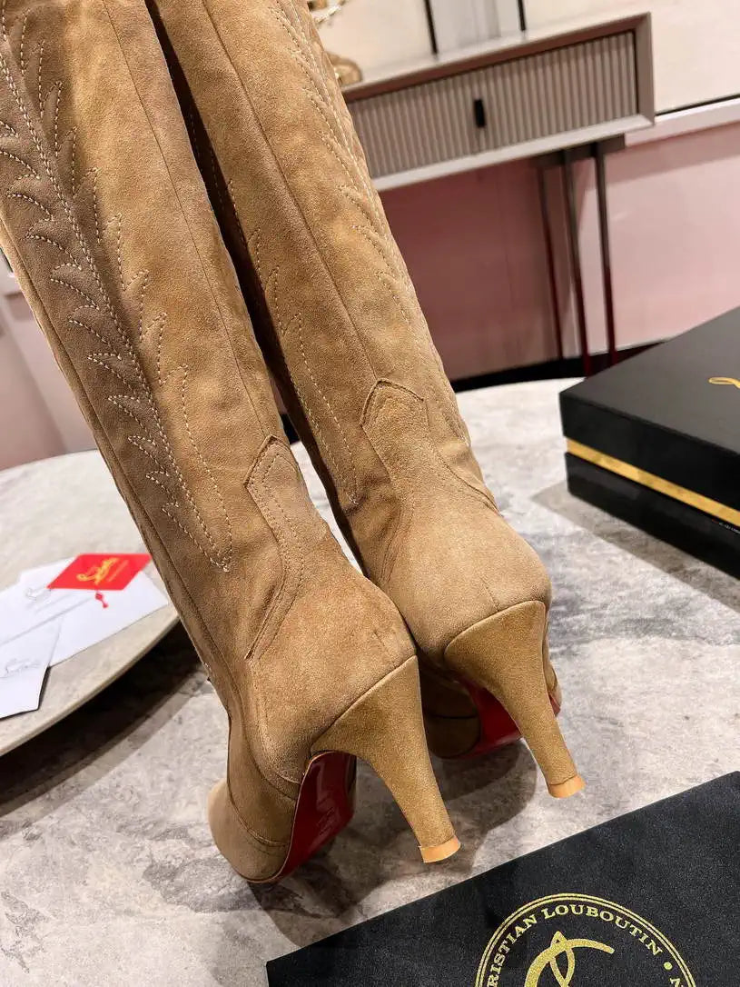 Christian Louboutin Long High boots with 3D embroidery on the upper CL 85MM 798002