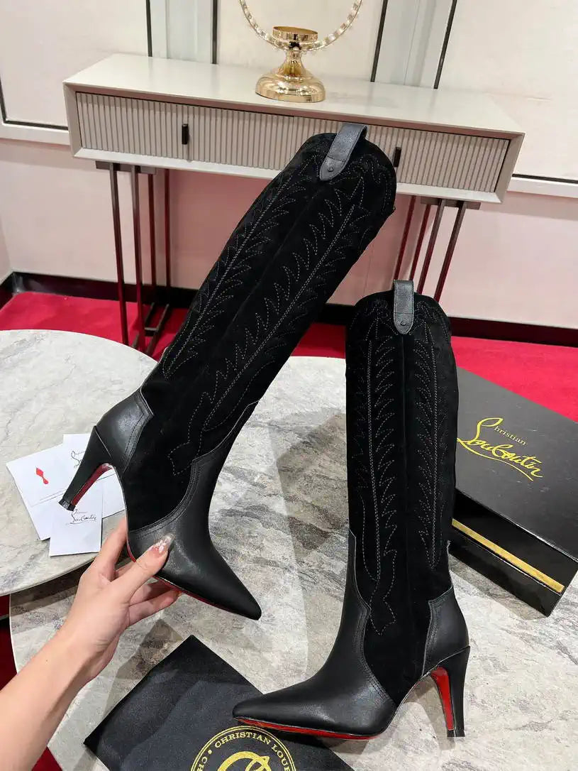 Christian Louboutin Long High boots with 3D embroidery on the upper CL 85MM 798002