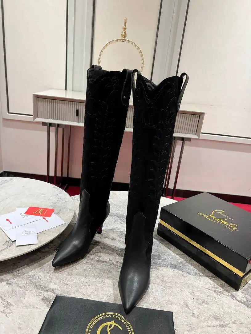 Christian Louboutin Long High boots with 3D embroidery on the upper CL 85MM 798002